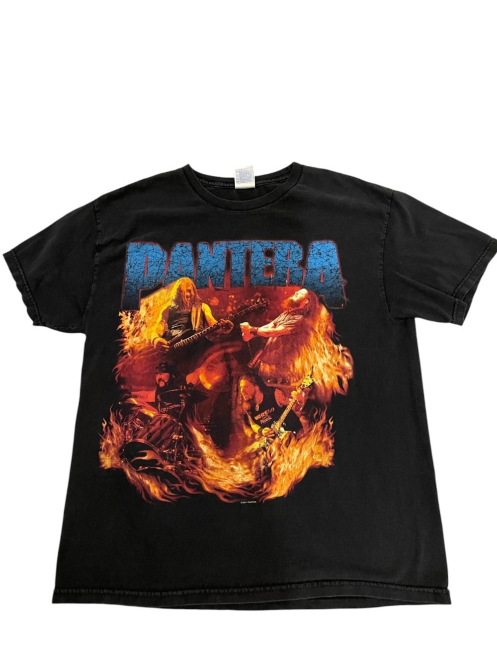 Vintage Men’s Black Graphic Band Tee Pantera - Fiery Stage Print Size Large